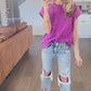 Plum Crinkle Washed Short Sleeve Tee