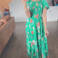 Lydia Midi Dress in Green Florals