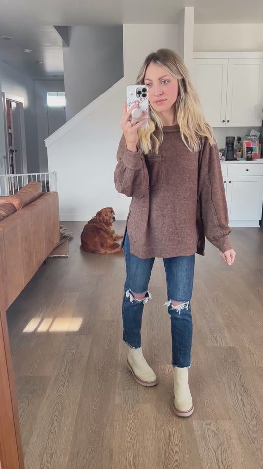 *free ship today* Clearly Needed Hacci Top in Brown