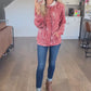 Maxine Floral Ribbed Hoodie in Rust