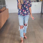 Deep Blue Floral Blouse