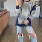 *free ship today* Lonnie Navy Striped Pullover