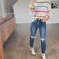 *free ship today* Happy Days Stripe Pointelle Sweater