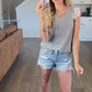 Lace Cross Front Top in Grey