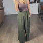 Harmony High Rise Wide Pants in Olive