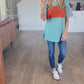 Color-block Round Neck Short Sleeve Tee