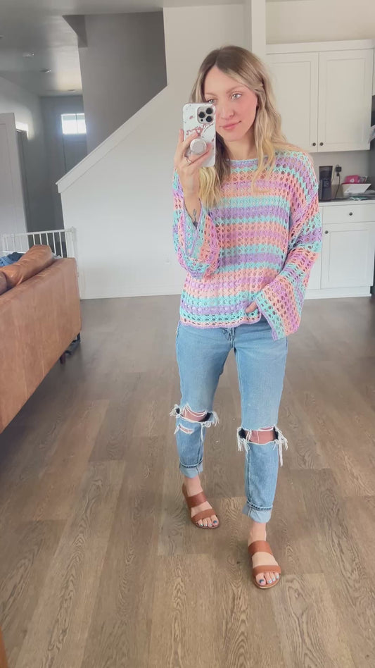 *free ship today* Cotton Candy Open Knit Sweater