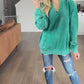 Notch Neck Pullover in Vintage Teal