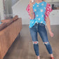 Vintage Star & Stripe Ruffle Sleeve Independence Day Top