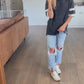 Vintage Varsity Top in Ash Black