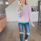 Happiness Stripe Sweater in Pink/Blue