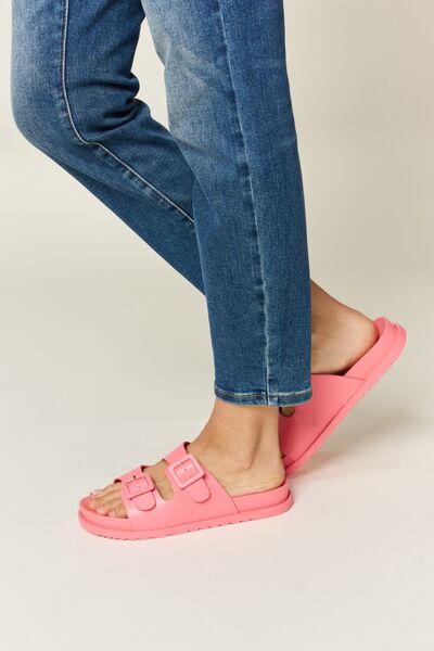 Perfectly Pink Double Buckle Open Toe Sandals